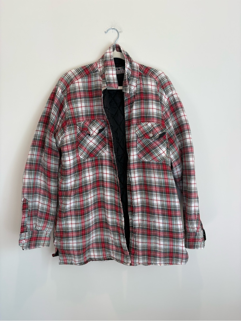 Men’s Red Plaid Lightweight Shirt Jacket with Quilted Lining